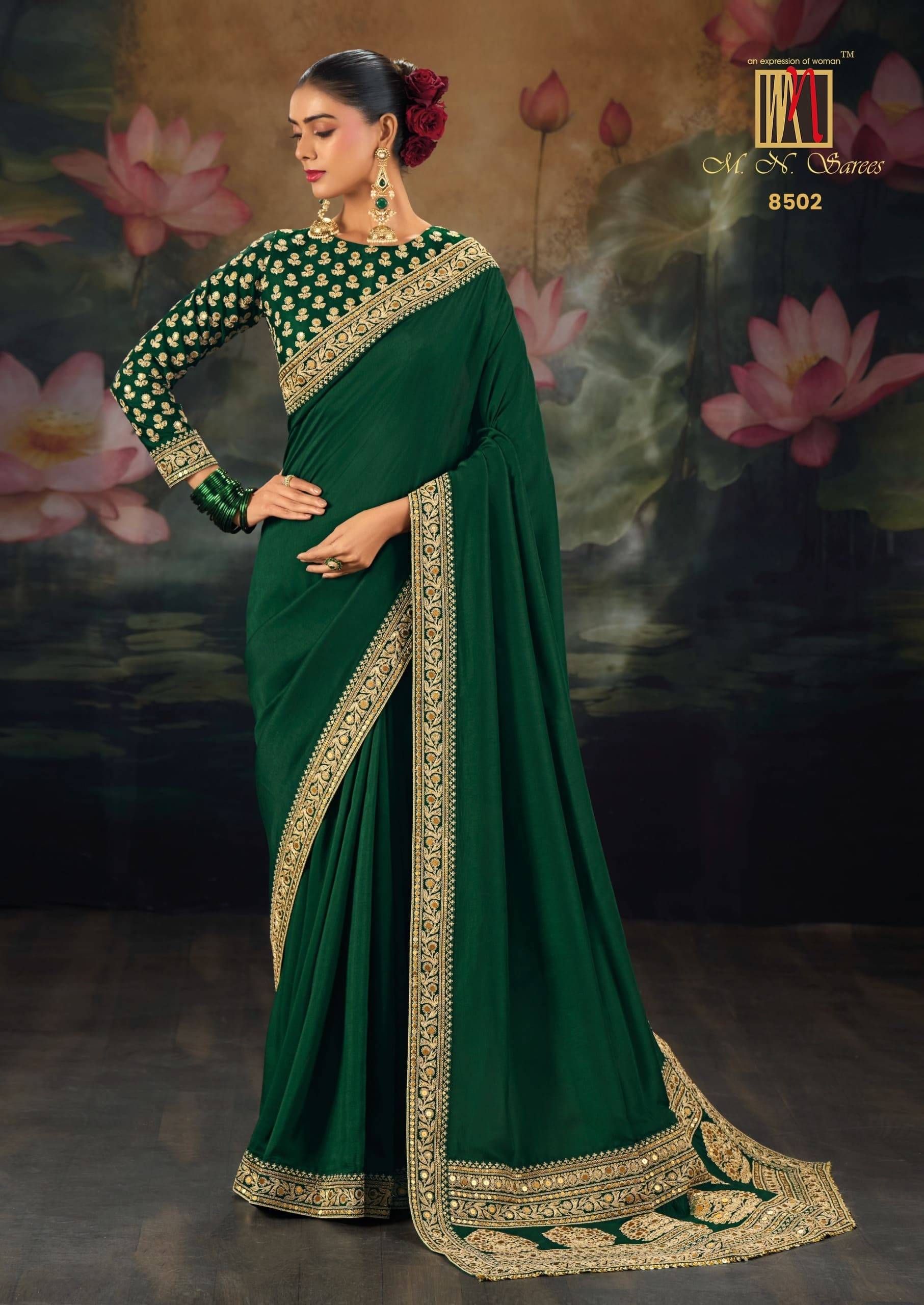 8500 SERIES By M.N Saree 8501 To 8508 Series Indian Traditional Wear Collection Beautiful Stylish Fancy Colorful Party Wear & Occasional Wear Silk Sarees At Wholesale Price